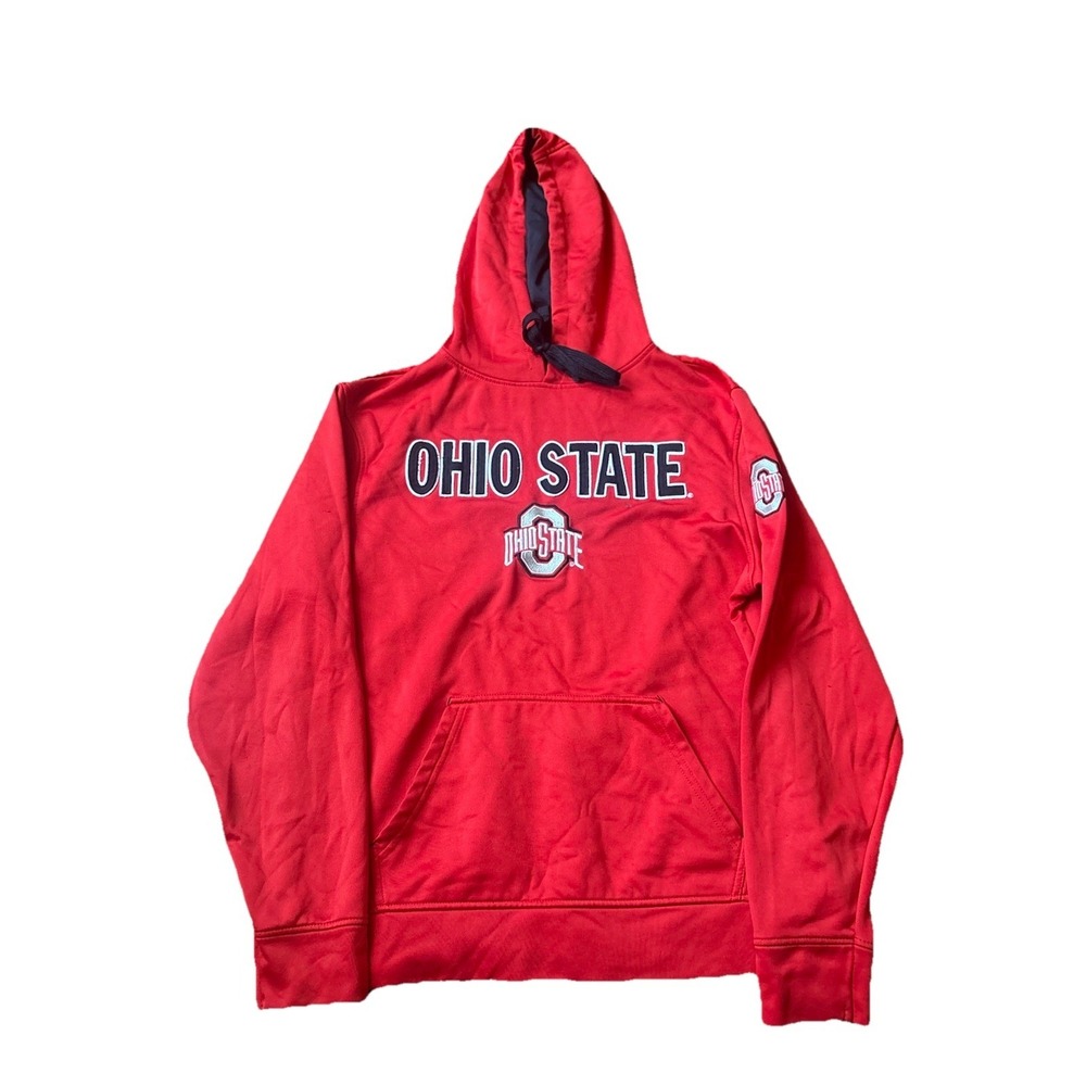 Ohio State University Buckeyes Hoodie Embroidered Red Drawstrings Mens Sz Medium